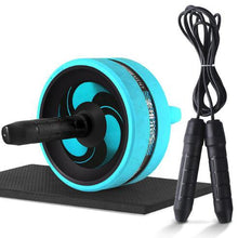 Load image into Gallery viewer, 2 in 1 Ab Roller& Jump Rope Abdominal Wheel with Mat For Arm Waist Leg Exercise Gym Fitness Equipment