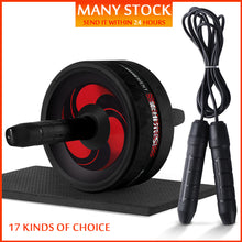 Load image into Gallery viewer, 2 in 1 Ab Roller& Jump Rope Abdominal Wheel with Mat For Arm Waist Leg Exercise Gym Fitness Equipment