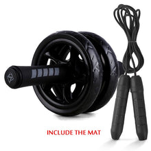 Load image into Gallery viewer, 2 in 1 Ab Roller& Jump Rope Abdominal Wheel with Mat For Arm Waist Leg Exercise Gym Fitness Equipment