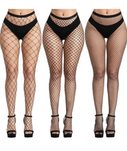 Load image into Gallery viewer, 3 pcs black fish net stockings