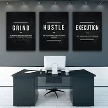 Load image into Gallery viewer, Grind Hustle  Execution Wall Art Canvas Prints Office Decor Motivational Modern Art Entrepreneur Motivation Painting Pictures
