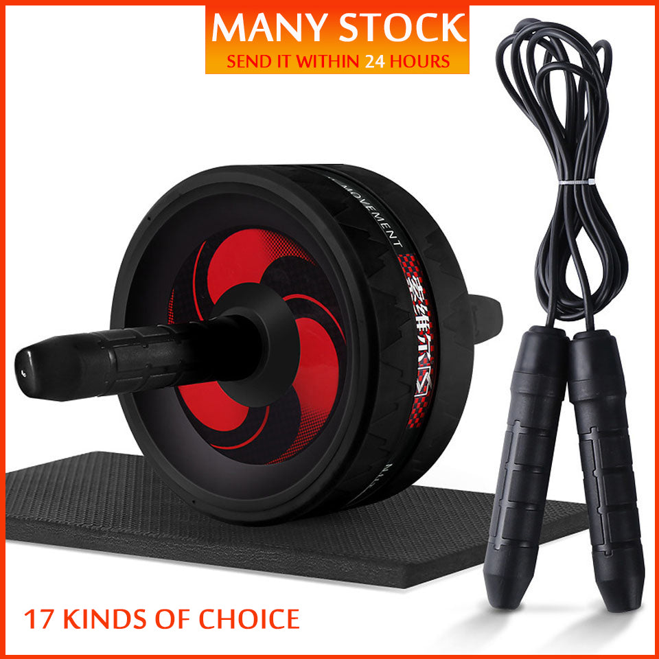 2 in 1 Ab Roller& Jump Rope Abdominal Wheel with Mat For Arm Waist Leg Exercise Gym Fitness Equipment