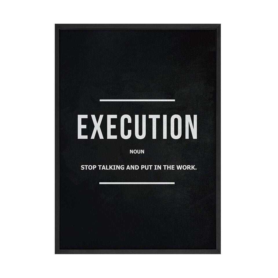 Grind Hustle  Execution Wall Art Canvas Prints Office Decor Motivational Modern Art Entrepreneur Motivation Painting Pictures