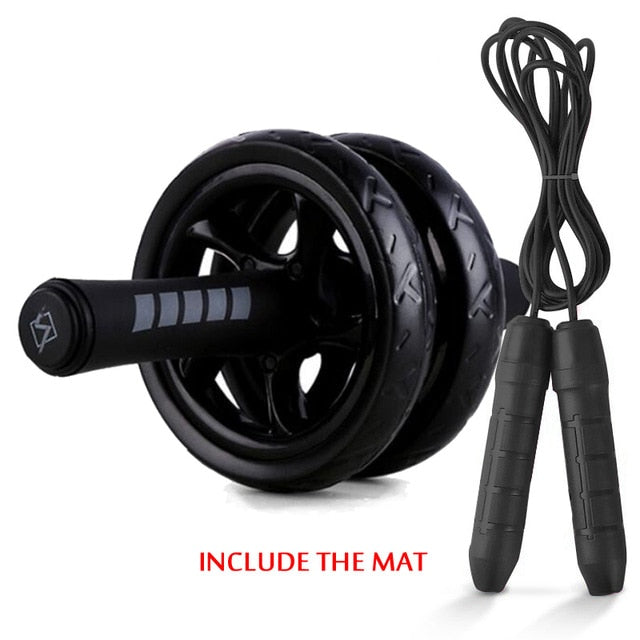 2 in 1 Ab Roller& Jump Rope Abdominal Wheel with Mat For Arm Waist Leg Exercise Gym Fitness Equipment