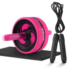 Load image into Gallery viewer, 2 in 1 Ab Roller&amp; Jump Rope Abdominal Wheel with Mat For Arm Waist Leg Exercise Gym Fitness Equipment