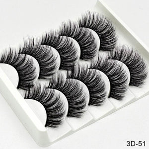 SEXYSHEEP 5Pairs 3D Mink Hair False Natural/Thick Long Wispy Eye Lashes