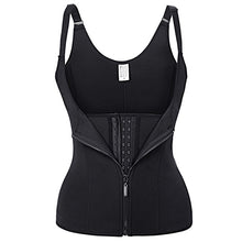 Load image into Gallery viewer, Black Neoprene Waist Trainer Corset Push Up Vest With Zipper